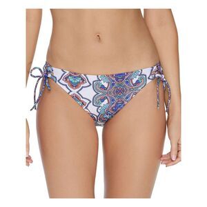 RAISINS Women's White Stretch Lined Side Tie Golden Hour Swimsuit Bottom L